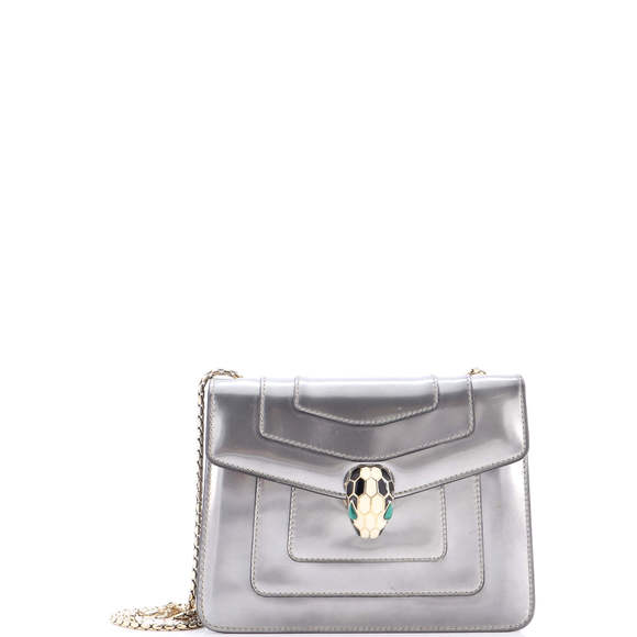 Bvlgari Small Serpenti Forever Square Shoulder Bag Metallic Leather - Picture 1 of 8